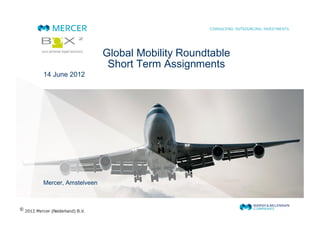 Global Mobility Roundtable
                      Short Term Assignments
14 June 2012




Mercer, Amstelveen
 