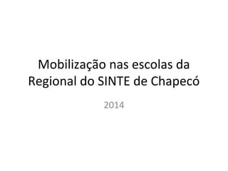 Mobilização nas escolas da
Regional do SINTE de Chapecó
2014
 