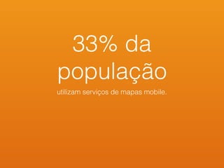 33% da
população
utilizam serviços de mapas mobile.
 