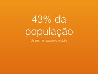 43% da
população
Usam mensageiros mobile
 
