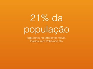 21% da
população
jogadores no ambiente móvel.
Dados sem Pokemon Go
 