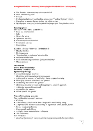 Mobilizing and managing of resources for NGOs | PDF
