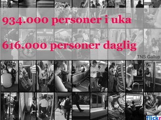 934.000 personer i uka
616.000 personer daglig
TNS Gallup
 