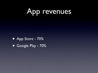 App revenues


• App Store - 70%
• Google Play - 70%
 