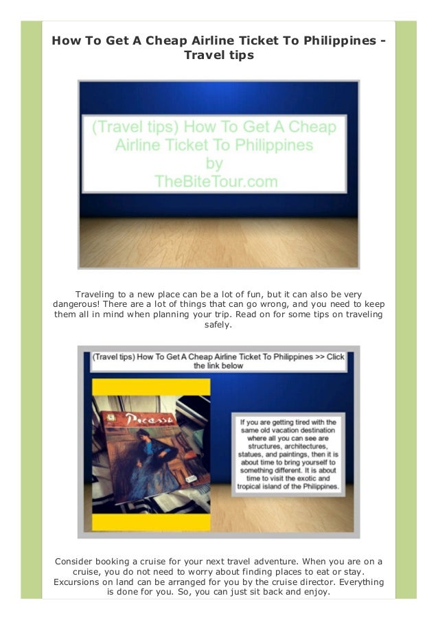 Vacation Finder How To Get A Cheap Airline Ticket To Philippines