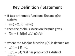 Mobius Inversion For Continuous Function Mobius_Inversion_Formula_Presentation.pptx
