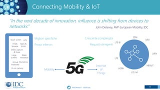 12
Connecting Mobility & IoT
“In the next decade of innovation, influence is shifting from devices to
networks”
#IDCMobiz1...