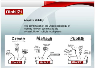 v Adaptive Mobility  The combination of the unique pedagogy of mobility relevant content and the accessibility of multiple touch points 