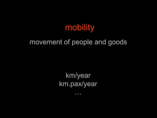 mobilitymovement of people and goodskm/yearkm.pax/year…
