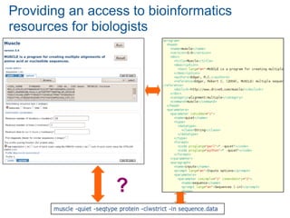 Providing an access to bioinformatics
resources for biologists




                 ?
 