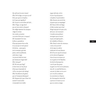/ 141 /
No vull vore’m entre reixes!
Ella: No ho diga, si és que no vol!
Però, per què no m’explica
tot lo que açò significa?
Ell: Si açò és com la llum del Sol!...
Ella: Vinga, no siga farol
que ací tots estem a fosques!
No vullga espantar les mosques
i diga la veritat;
tinc molta curiositat
i no està el forn per a rosques!
Ell: A propòsit! Ací tens
la fleca o panaderia.
El pa que pasten hui en dia
és un pa que té mols qüens!
De farina... quasi gens;
tot és moniato, garrofa,
panís, amb sa pallarofa,
ordi, faves i segó.
i és precís! Amb tot això
qui menja pa s’engarrofa!
Ella i eixe gos?
Ell: No veus que fuig?
Li han tirat un troç de pa
d’eixe que el panader fa
i ell es creu que és de rebuig!
Ella: No faltaran els goluts
que se’l menjaran blanquet!
Ell: Després de lo que li han tret
només li resta la flor
i el panader fa el millor
negoci del món. Al ric
li ven el «pa de pessic»
i al pobre el «pa de dolor».
Ella: Encara com ara hi ha
el pastís que no empalaga!
Ell: Poses el dit a la llaga;
el dolç és pitjor que el pa!
Ningú sap què és lo que es fa
del sucre, tan necessari.
I resulta extraordinari
averiguar que el sucrer
té per principal quefer...
fer treballar al Notari...
Ella: Deixe’s estar de romanços
i mire a la sucreria!
Jo la veig i no sabria
endevinar els seus llanços.
Ell: El sucrer sap els avanços
en la ciència d’enganyar.
Com el sucre és massa car
no en gasta en les llepolies;
les fa de mil porqueries
i ven lo que deu posar.
La gent no el vol «ni en pintura»;
mes ell, «a cavall del burro»,
com per al calaix no és curro
se’n riu de la confitura.
La conciència no l’apura;
de «l’estraperlo» ha fet llei
i porta en el ventre un rei
que no coneix a ningú;
 