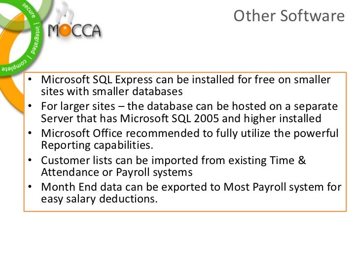 MOCCA Management of Cashless Canteen Accounts