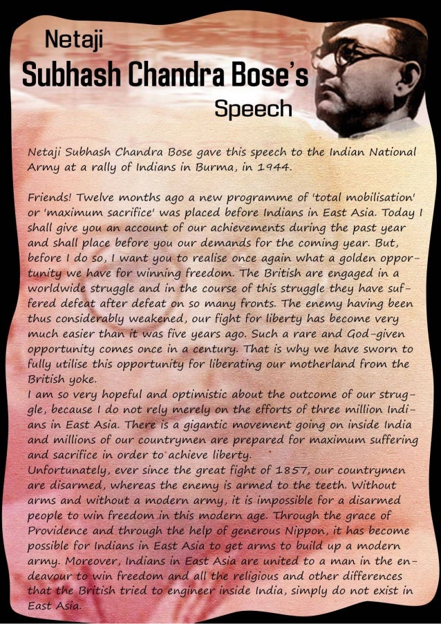 Netaji Subhash Chandra Bose - Inspirational Speech for kids  – Mocomi.com