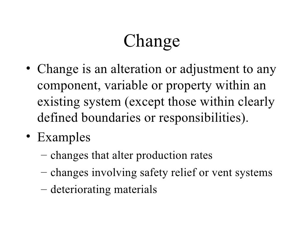 Management Of Change