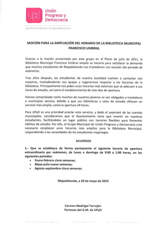 Moción para la ampliación del horario de la Biblioteca Municipal Francisco Umbral