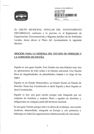 Moción presentada polo PP nos concellos galegos