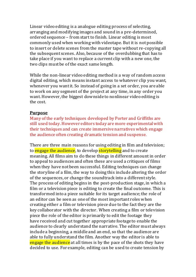 Uk Writing Experts Film And Video Editing Techniques Essay Editing An Essay Essay Learning English also Thesis Statement In Essay Editing An Essay Romefontanacountryinncom Bibliography Helper