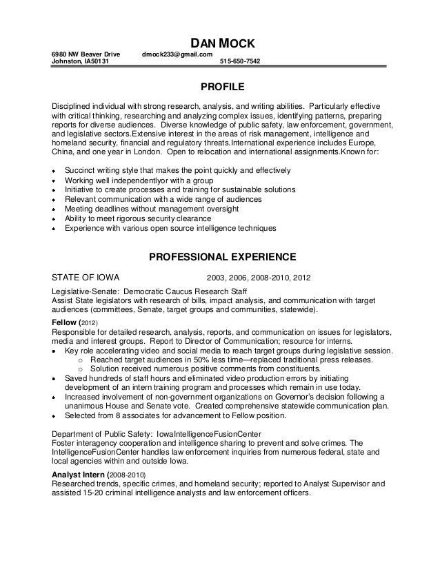 dan mock resume
