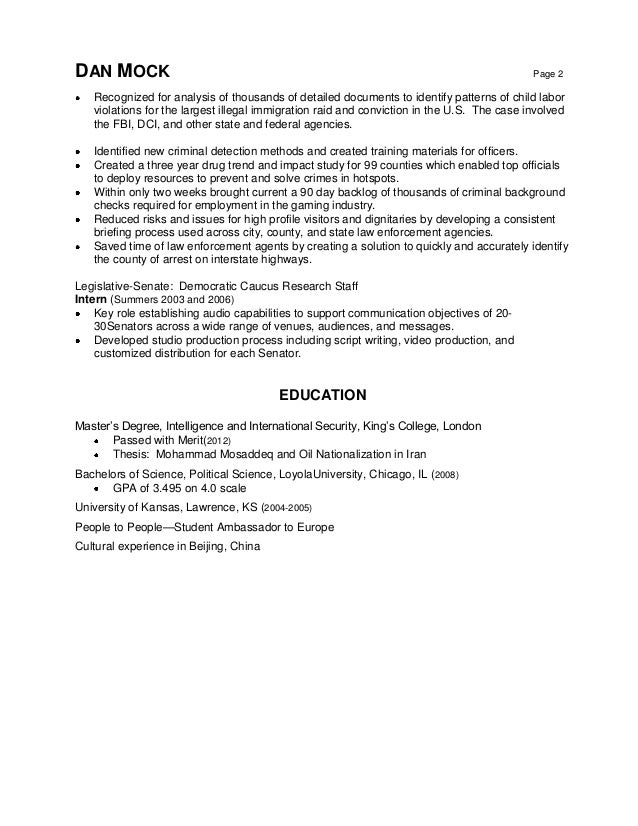 dan mock resume