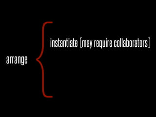 arrange
          {
          instantiate (may require collaborators)
 
