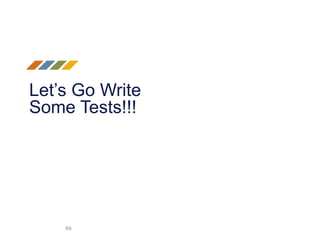 Let’s Go Write
Some Tests!!!
69
 