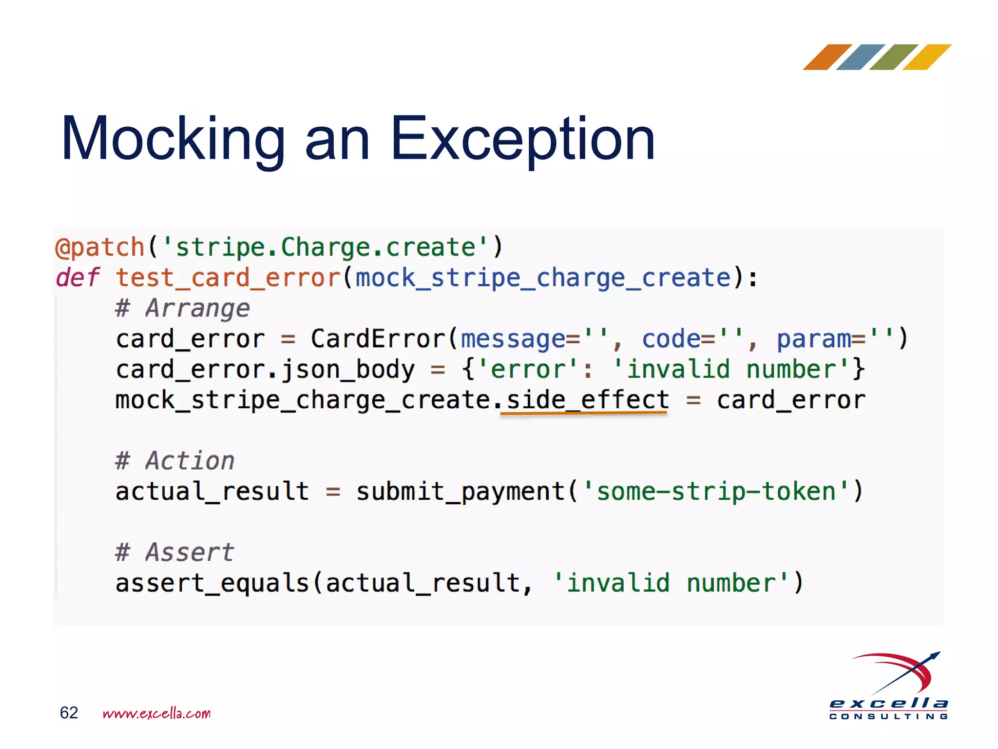 Mocking an Exception 62 