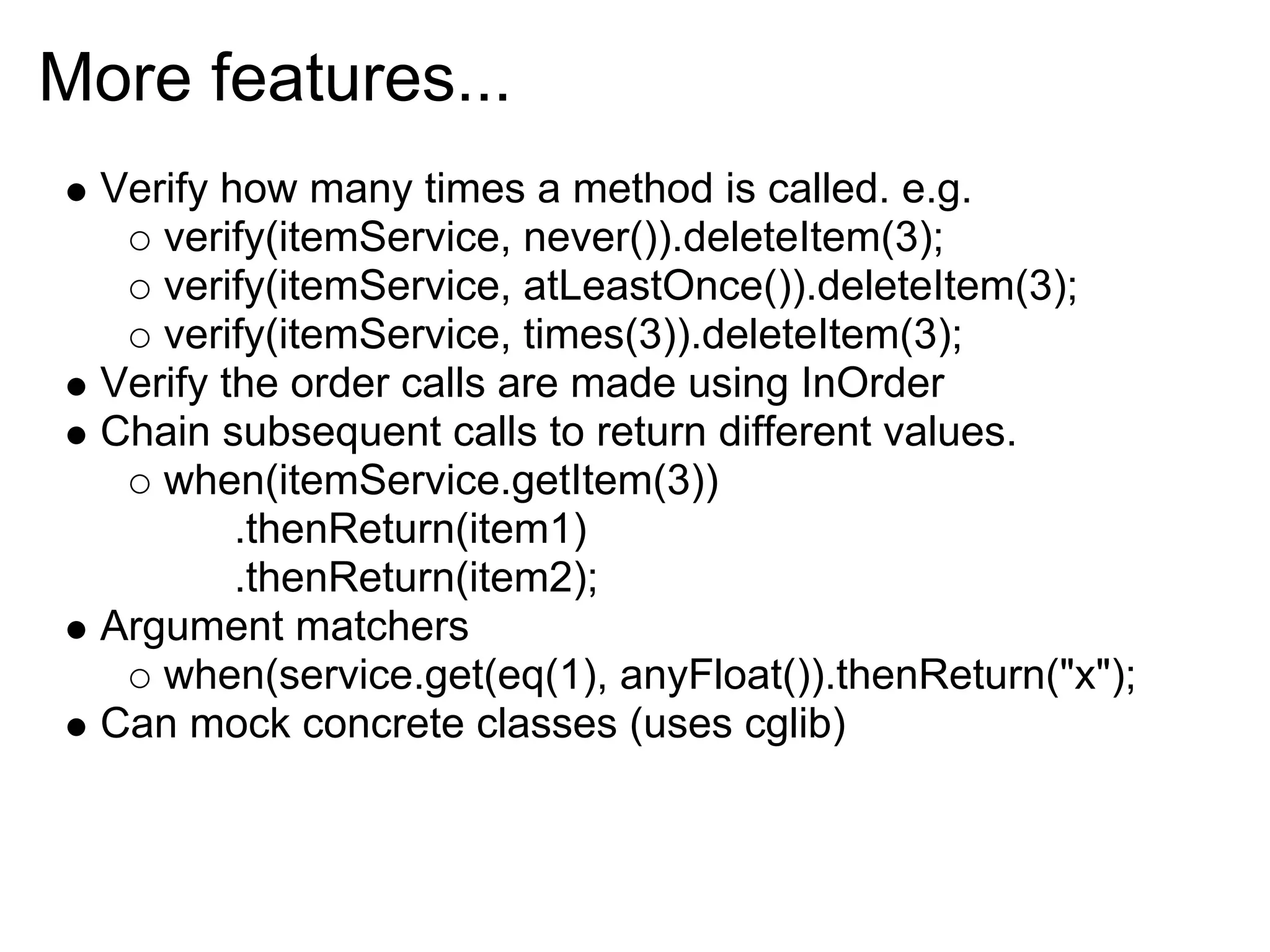 Mocking in Java with Mockito