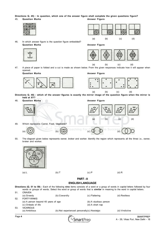 Previous Years Solved Question Papers for Staff Selection Commission