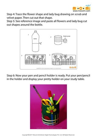 How to make Pretty Pencil and Pen Holder - Mocomi Kids | PDF
