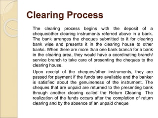Financial Instruments Clearing Process Introduction to banking | PPT
