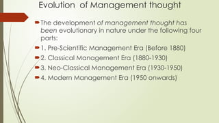 Comprehensive Evolution of Management Thought and Principles | PPTX