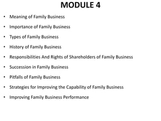 Family Business - Entrepreneurship Development
