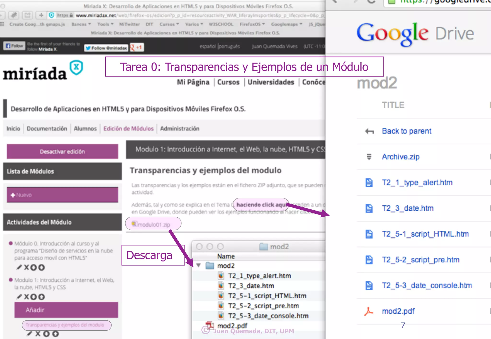 Tarea 0: Transparencias y Ejemplos de un Módulo 
© 7 Juan Quemada, DIT, UPM 
Descarga 
 