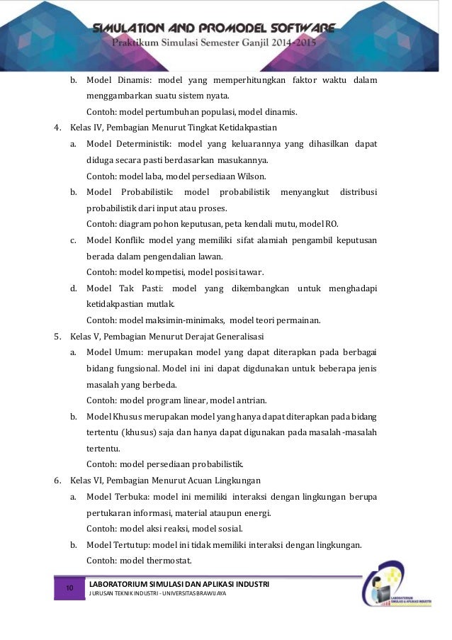 Simulasi dengan menggunakan ProModel Software Simulasi dengan menggunakan ProModel Software