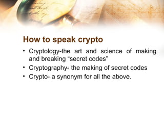 Mod1 basics cryptography first module vtu | PPTX