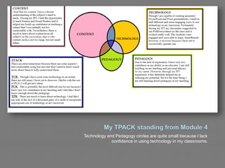 Technology and Pedagogy circles are quite small because I lack
confidence in using technology in my classrooms.
 