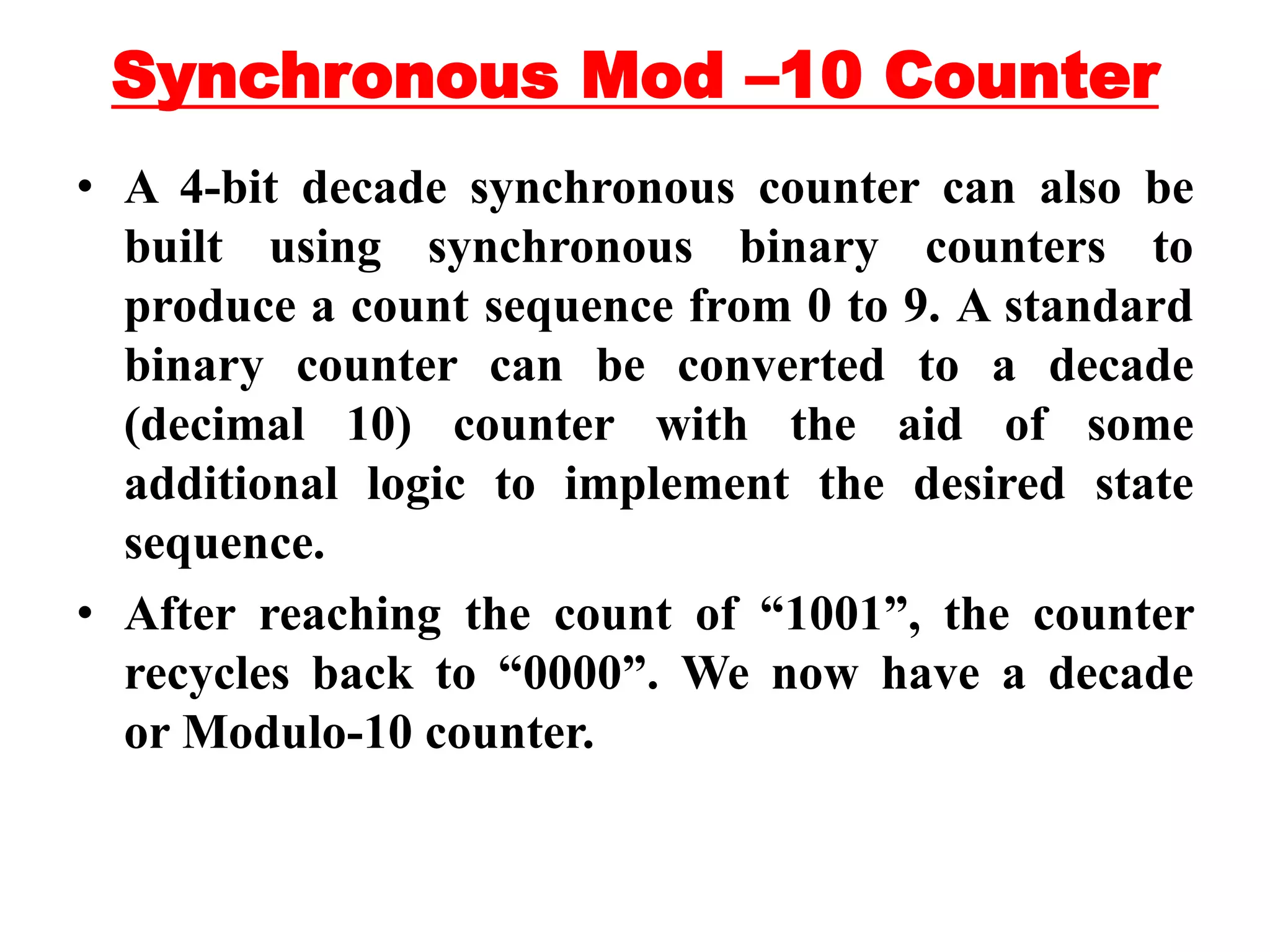 Mod 10 synchronous counter updated | PPTX | Physics | Science