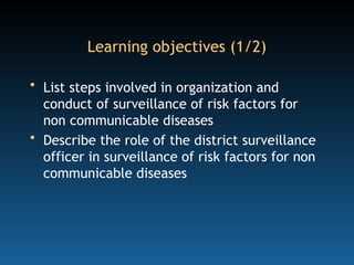 NON COMMUNICABLE DISEASE SURVEILLANCE IN IDSP | PPT