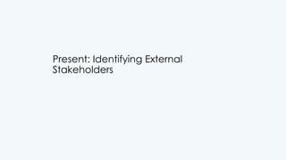 Present: Identifying External
Stakeholders
 