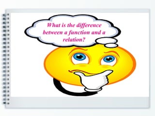 What is the difference
between a function and a
relation?
 