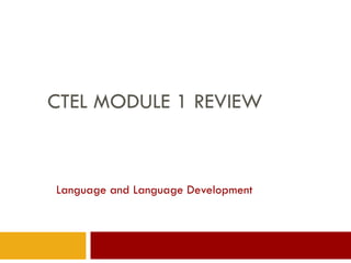 CTEL MODULE 1 REVIEW Language and Language Development 