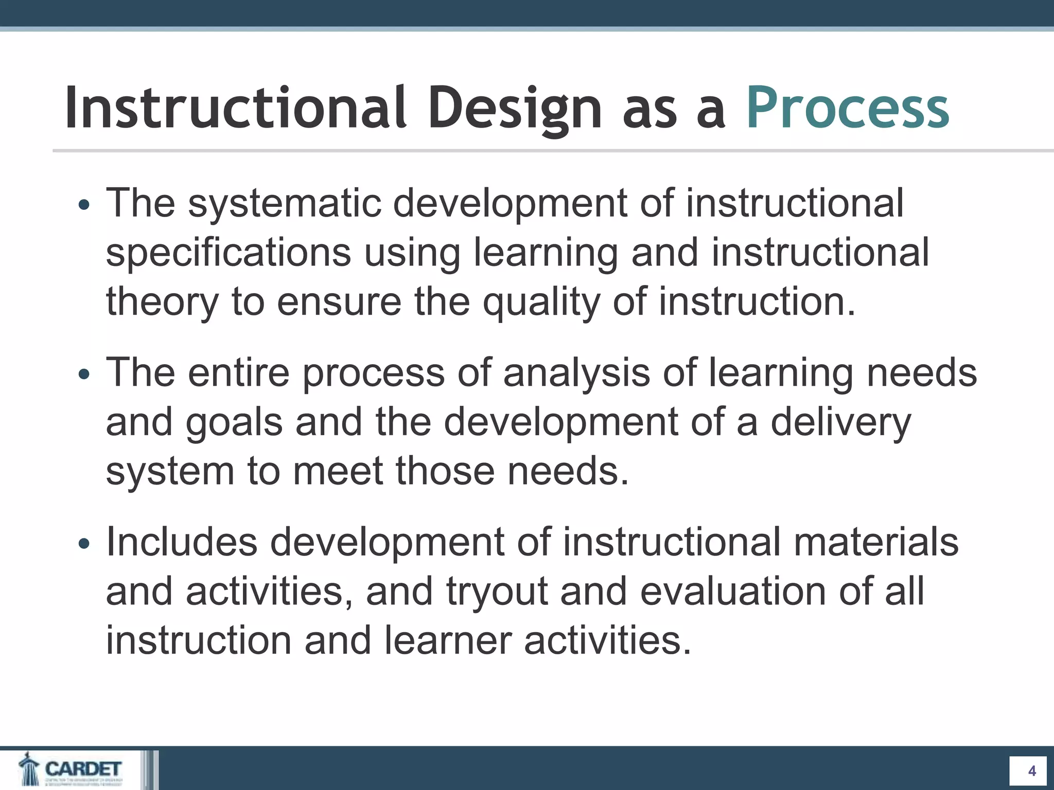 Overview of Instructional Design Models | PPTX