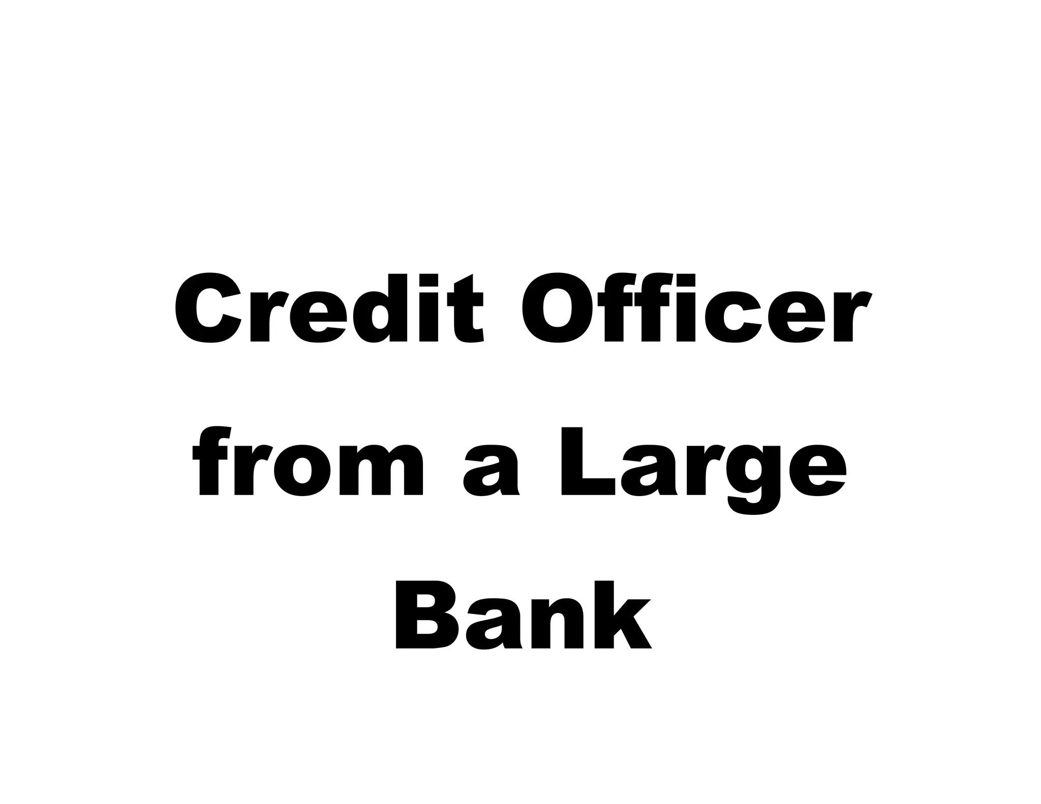 Credit Officer
from a Large
Bank

 