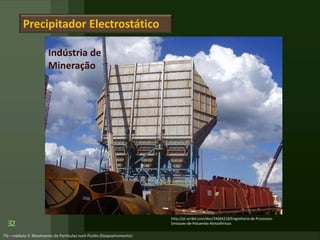 32
Precipitador Electrostático
http://pt.scribd.com/doc/33664218/Engenharia-de-Processos-
Emissoes-de-Poluentes-Atmosfericos
Indústria de
Mineração
 
