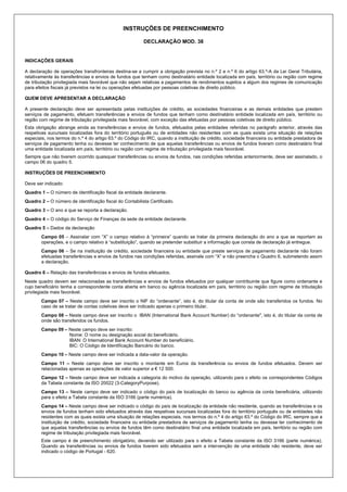 INSTRUÇÕES DE PREENCHIMENTO
DECLARAÇÃO MOD. 38
INDICAÇÕES GERAIS
A declaração de operações transfronteiras destina-se a cu...