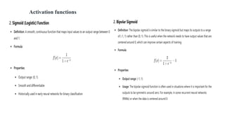 Activation functions
 