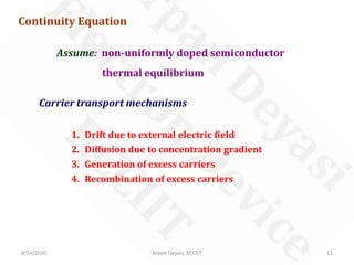 Generation and Recombination related to Carrier Transport | PDF