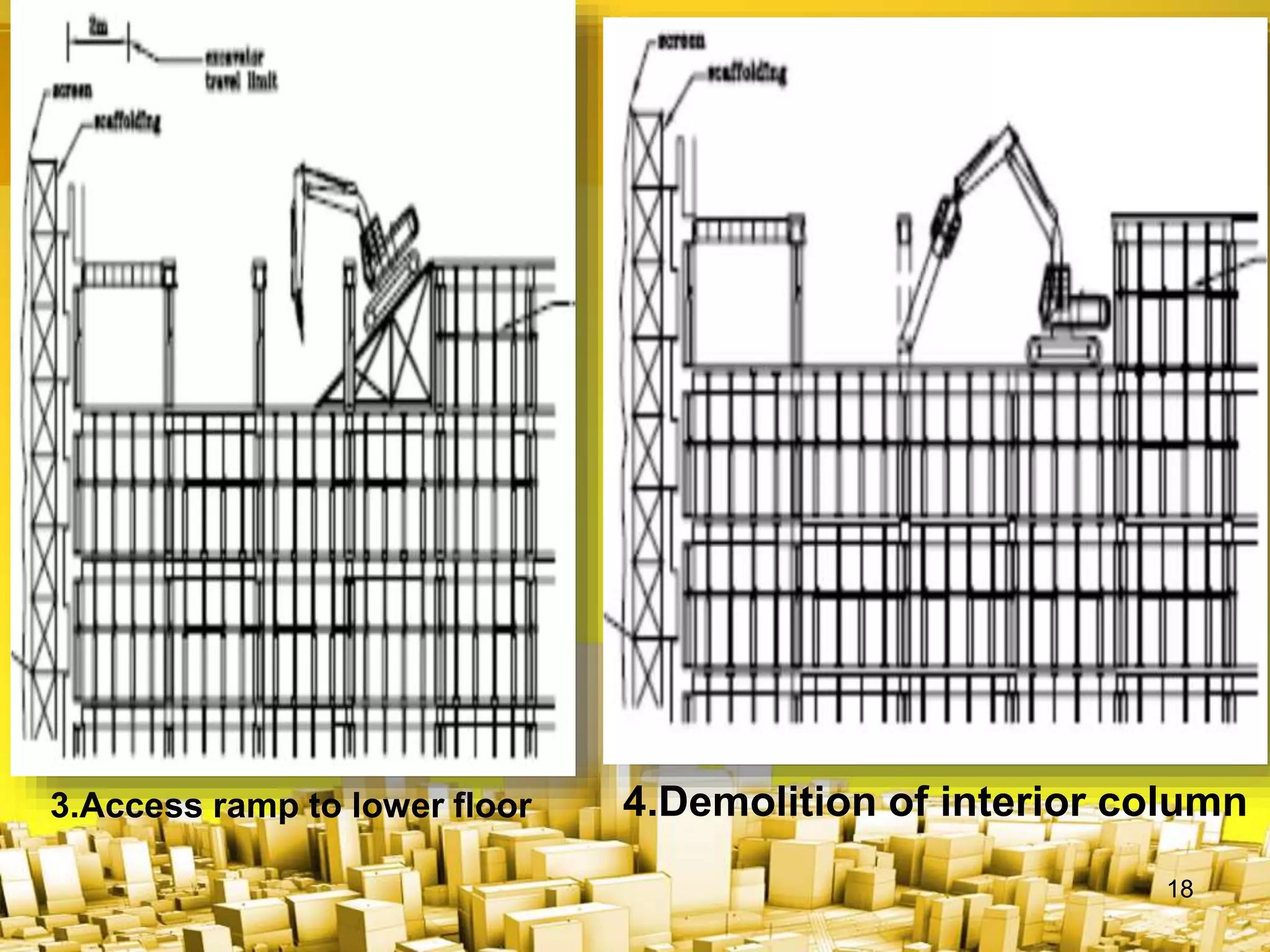 3.Access ramp to lower floor 4.Demolition of interior column
18
 