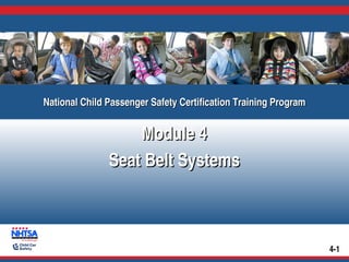 National Child Passenger Safety Certification Training Program
National Child Passenger Safety Certification Training Program

Module 4
Seat Belt Systems

4-1

 