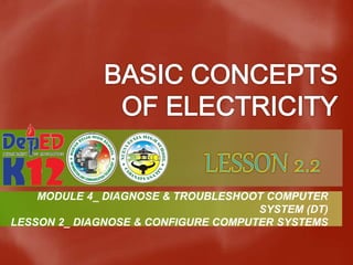 MODULE 4_ DIAGNOSE & TROUBLESHOOT COMPUTER
SYSTEM (DT)
LESSON 2_ DIAGNOSE & CONFIGURE COMPUTER SYSTEMS
 